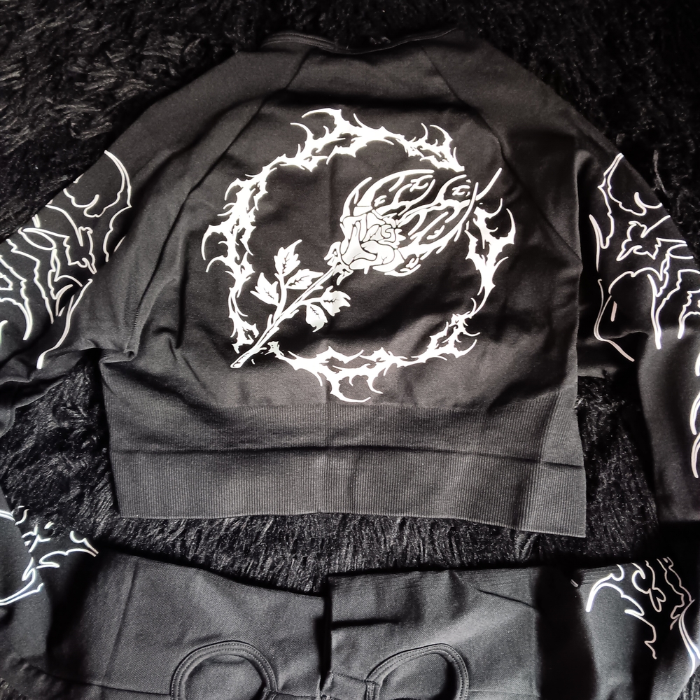 Black Graphic Crop Top - Picture 2 of 2